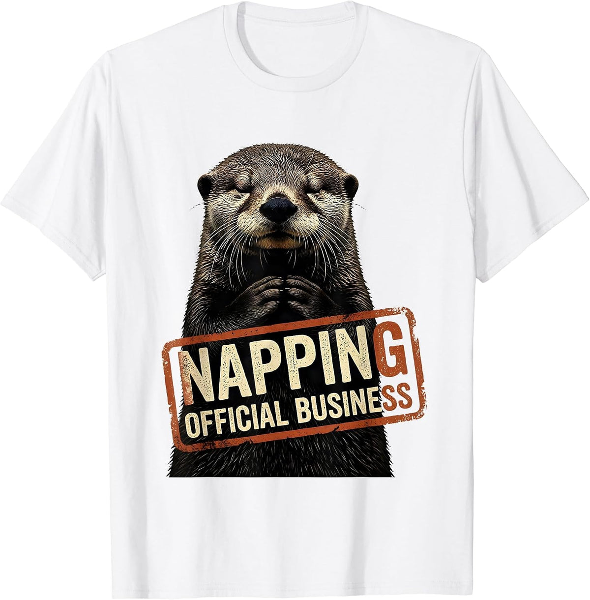 Men's Napping Official Business Cute Sea Otter Sleepshirt Kids T-Shirt - White