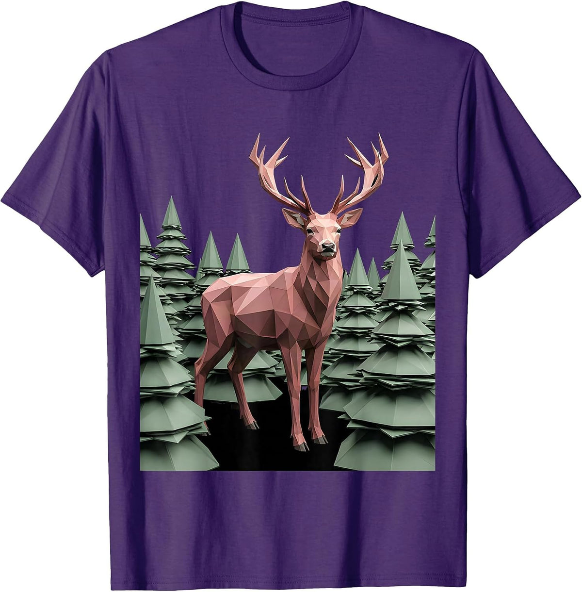 Men's Geometric Deer Prismatic Forest Autism Awareness T-Shirt - Purple