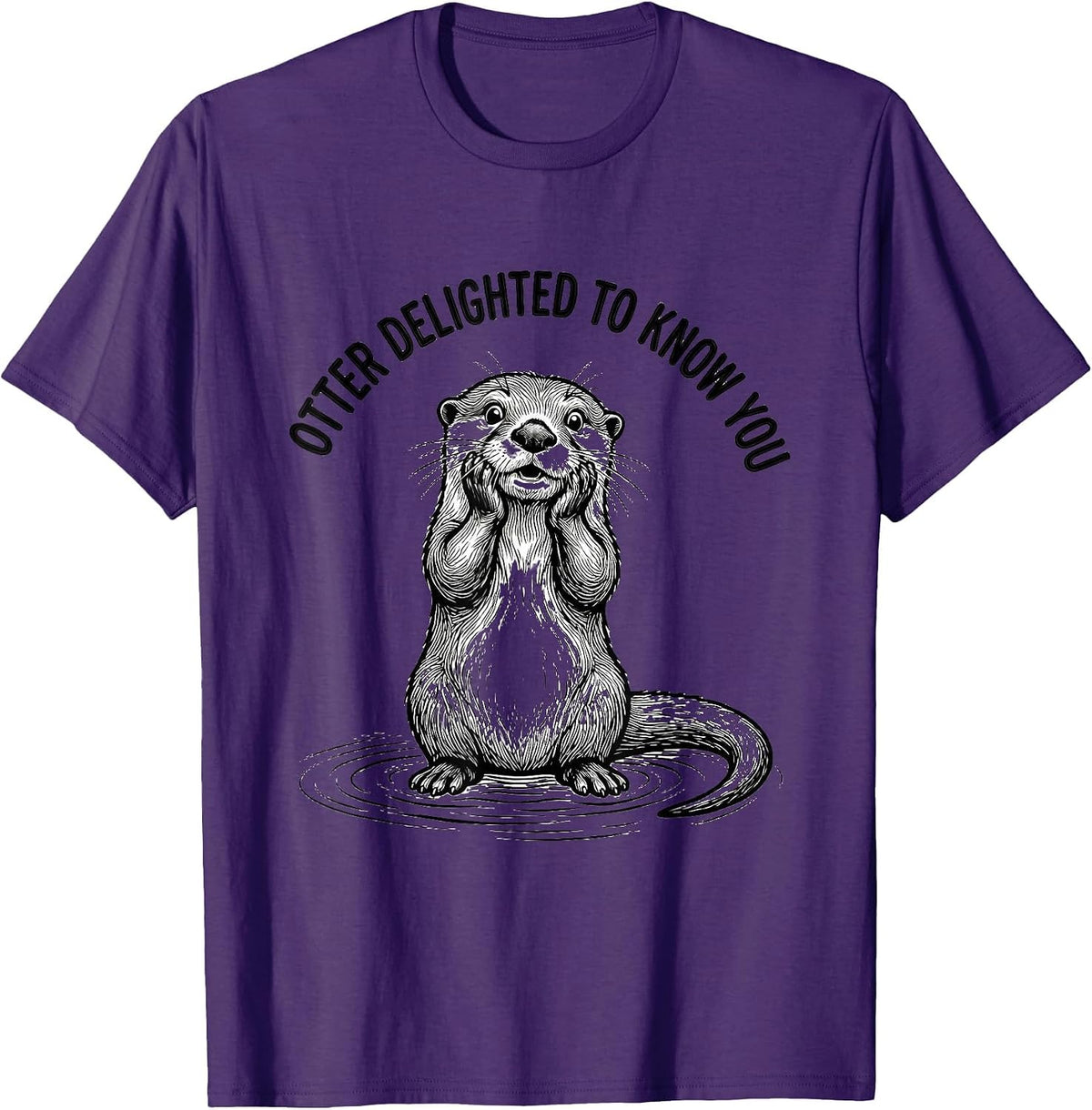 Men's Otter Delighted To Know You Funny Otter Lover Gift T-Shirt - Purple