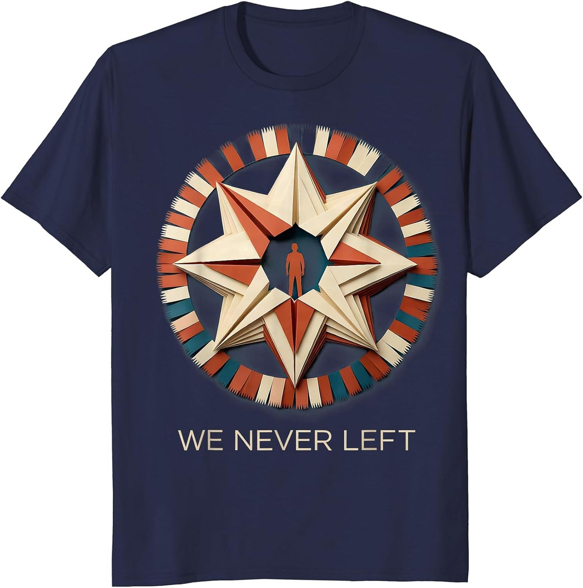 We Never Left Native American Heritage Pride Awareness T-Shirt - Navy Blue