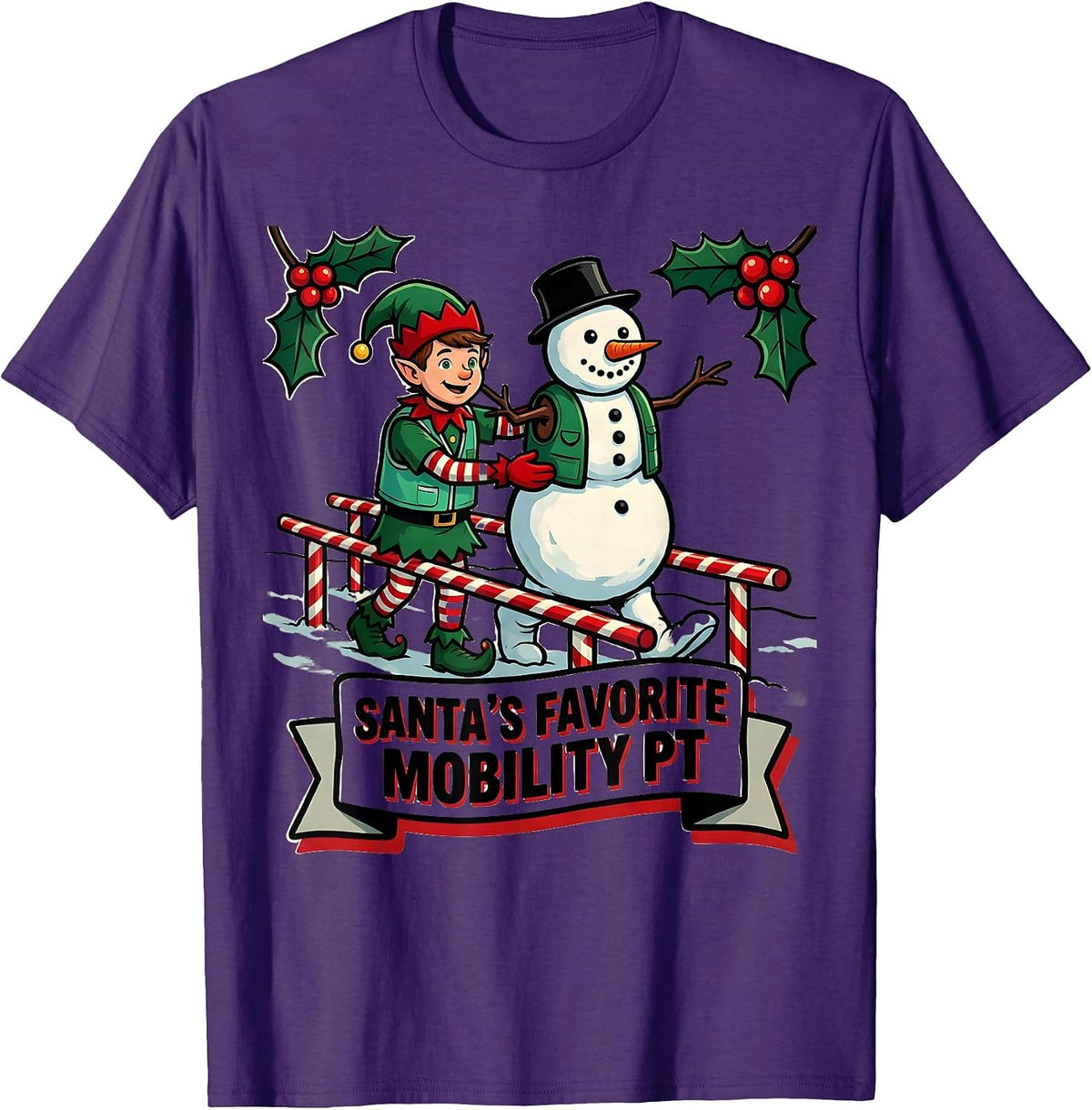 Men's Santa's Favorite Mobility PT Funny Physical Therapist T-Shirt - Purple