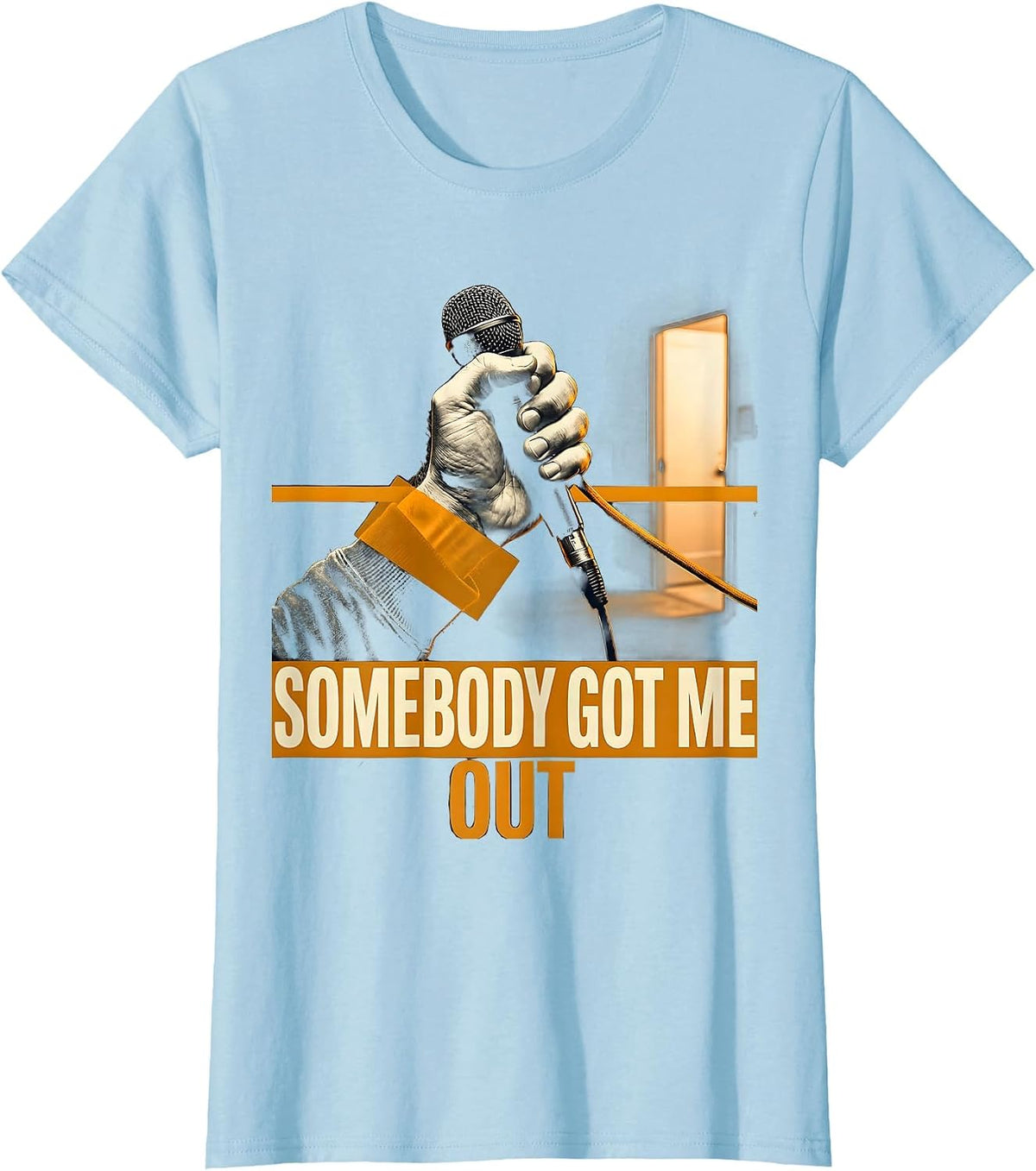 Women's Somebody Got Me Out Emergency Dispatcher Thin Yellow Line T-Shirt - Baby Blue