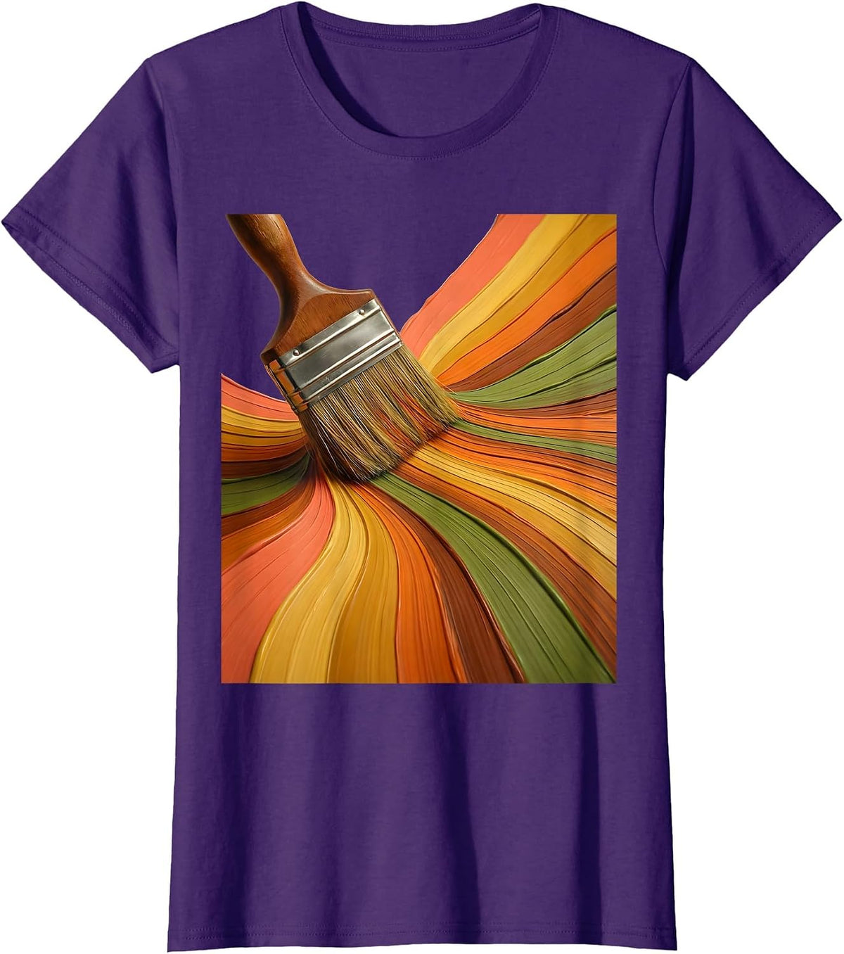 Women's Special Education Teacher Rainbow Paintbrush Art T-Shirt - Purple
