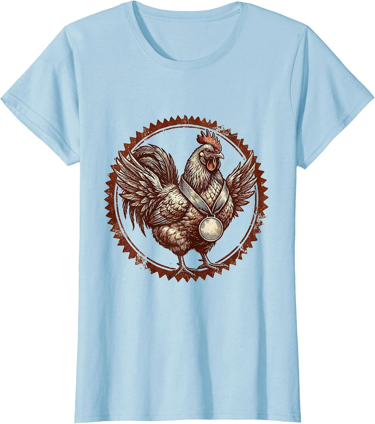Champion Hen Gold Medal Winner Graphic T-Shirt - Baby Blue