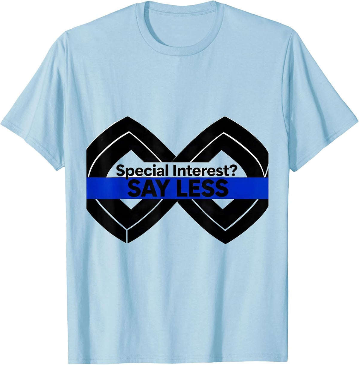 Men's Special Interest Say Less Autism Awareness Design T-Shirt - Baby Blue