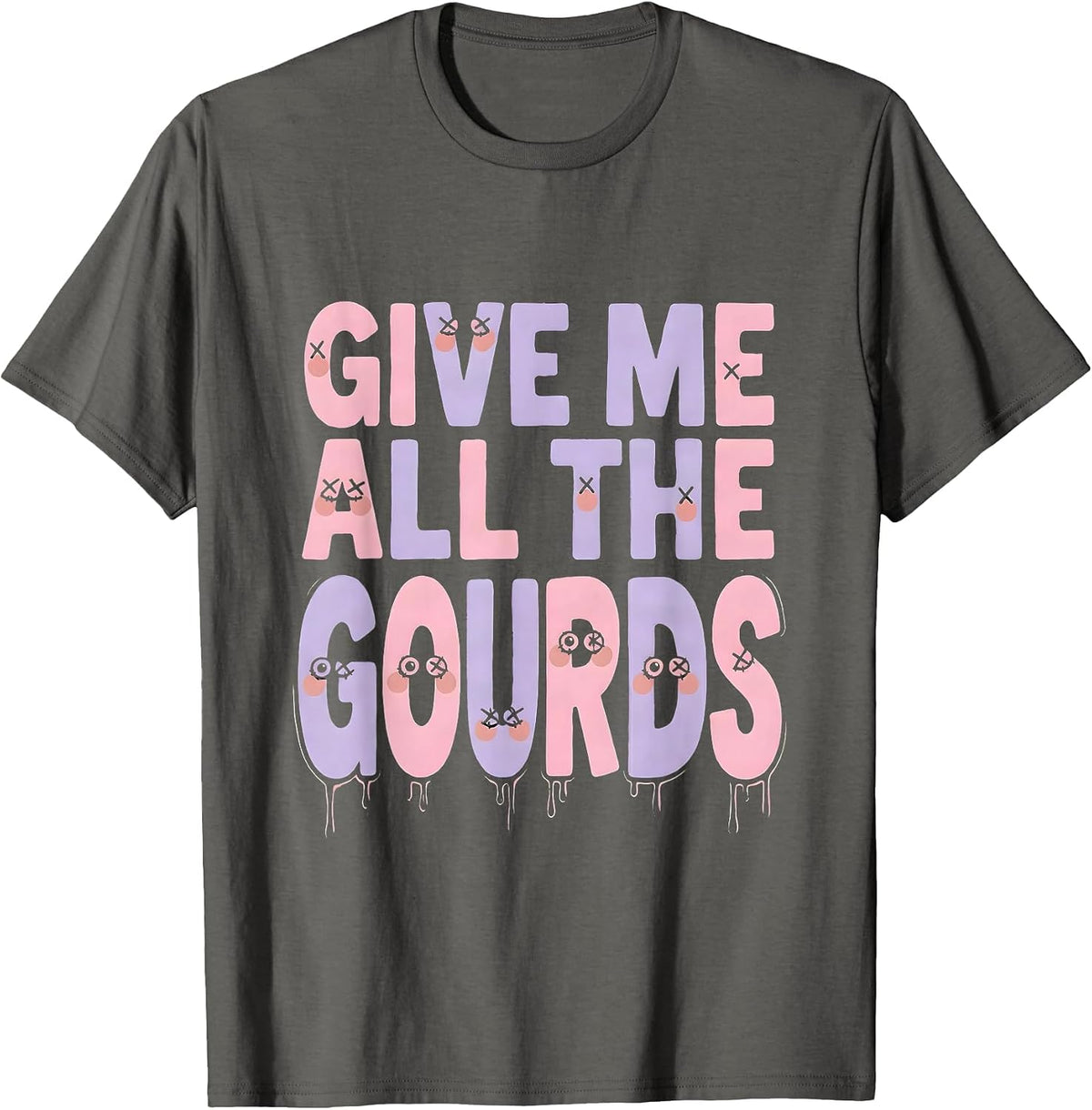 Men's Give Me All The Gourds Fall Harvest Design T-Shirt - Asphalt Grey