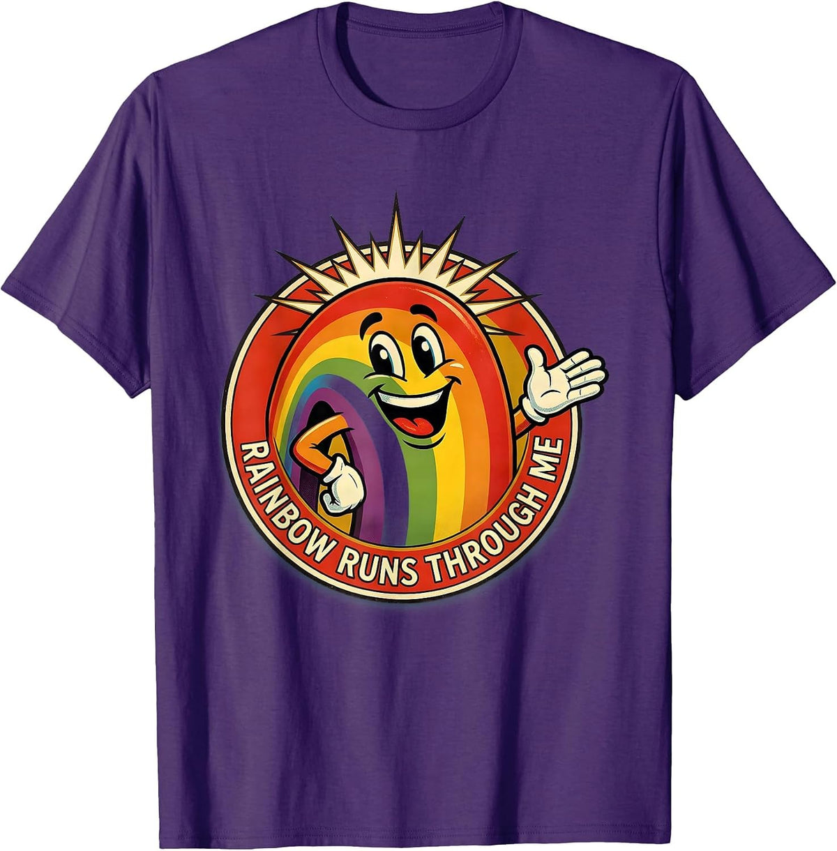 Rainbow Runs Through Me Pride Graphic Design T-Shirt - Purple