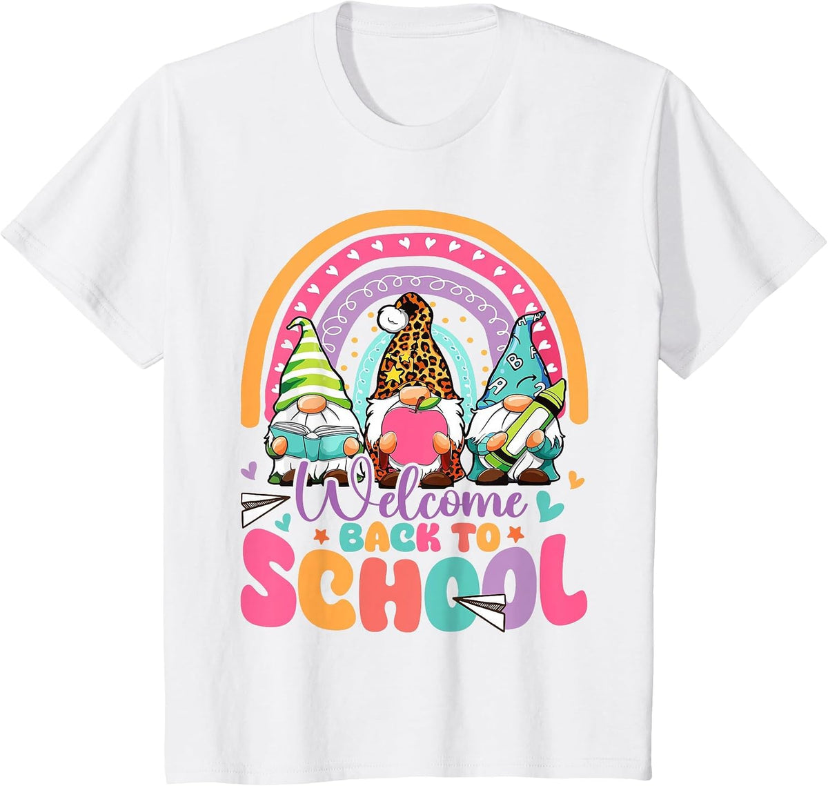 Welcome Back to School First Day of School Gnomes Rainbow T-Shirt - White
