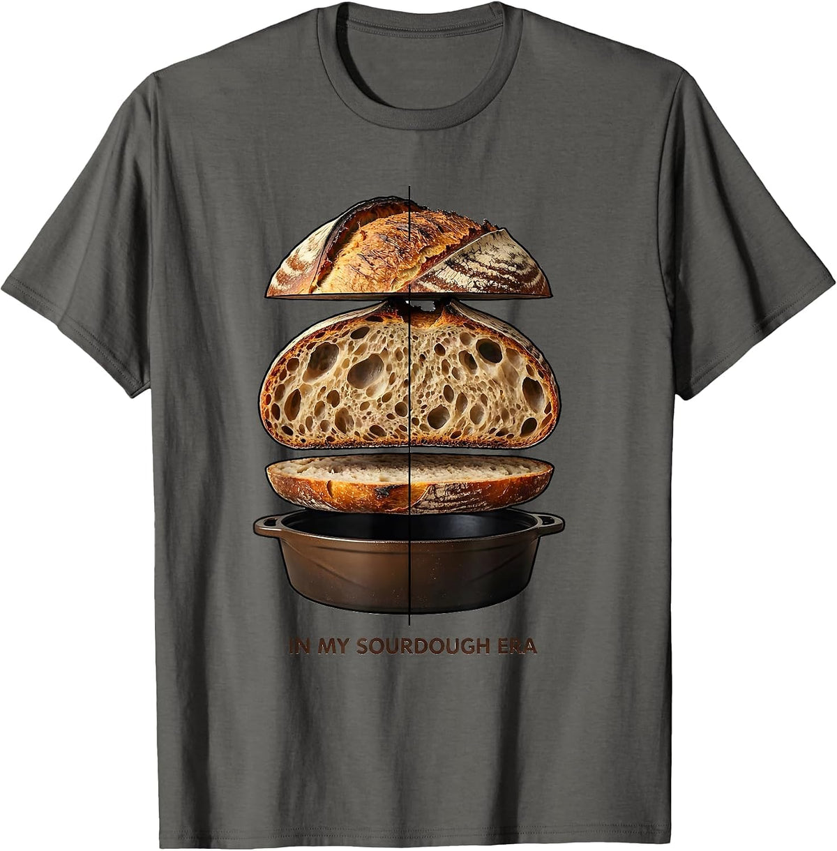 In My Sourdough Era Bread Baking Design T-Shirt - Asphalt Grey