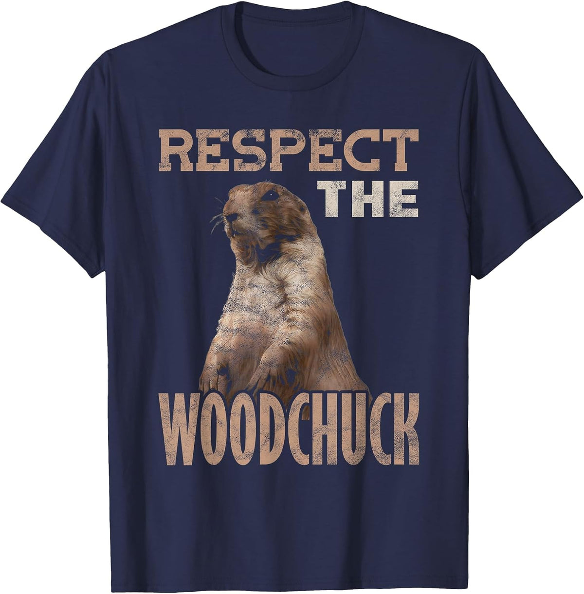 Ground Hog Respect the Woodchuck T-Shirt - Navy Blue