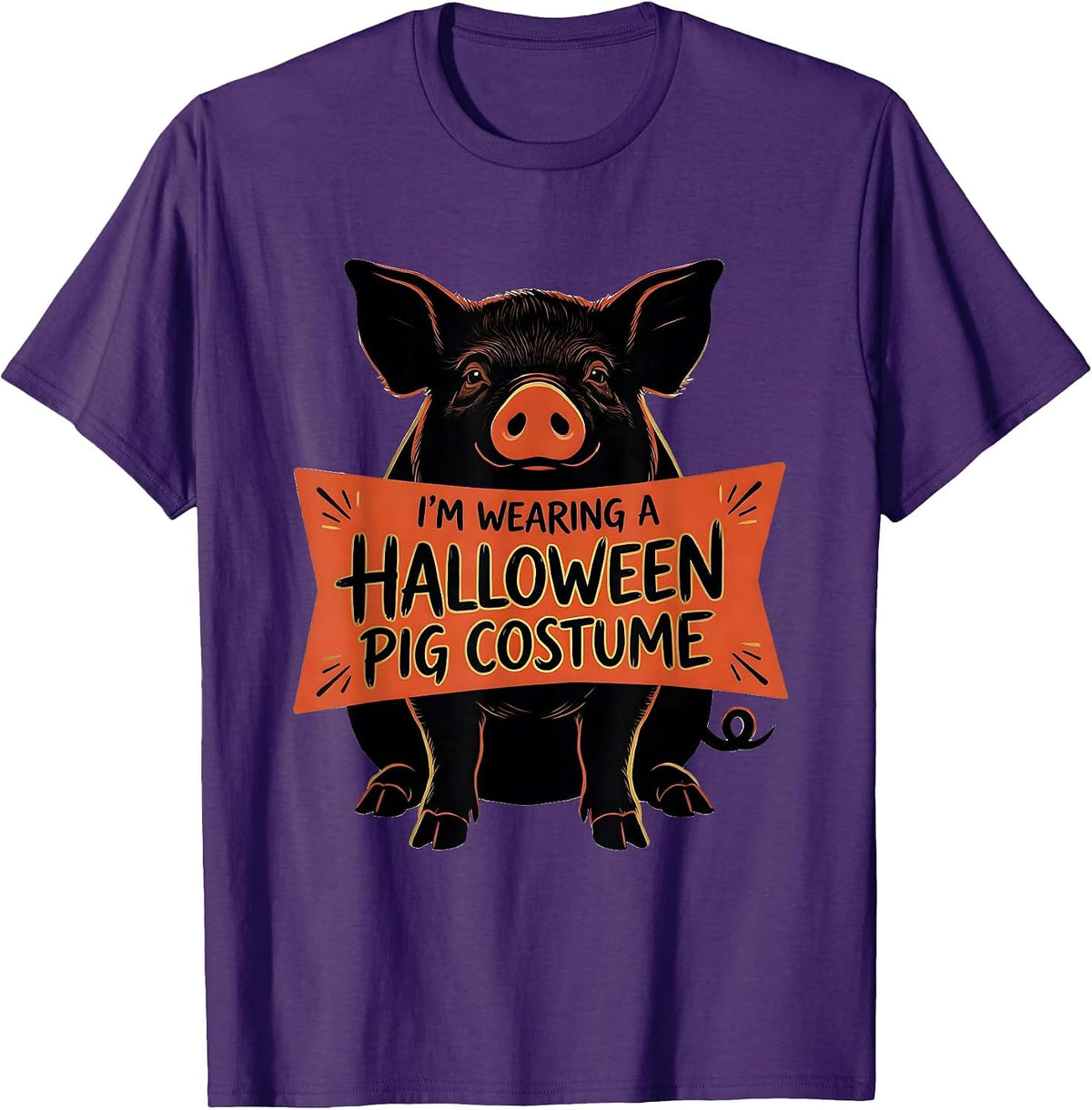 Men's I'm Wearing A Halloween Pig Costume Funny Pig Lover Matching T-Shirt - Purple