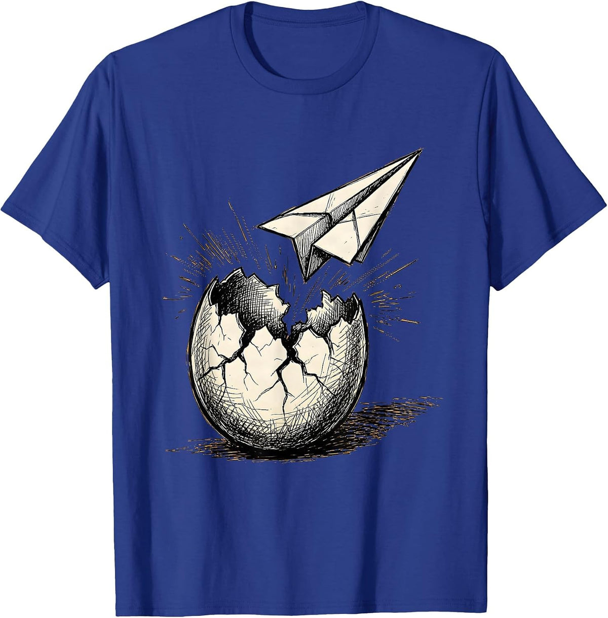 Men's Dyslexia Awareness Cracked Egg Paper Airplane T-Shirt - Royal Blue