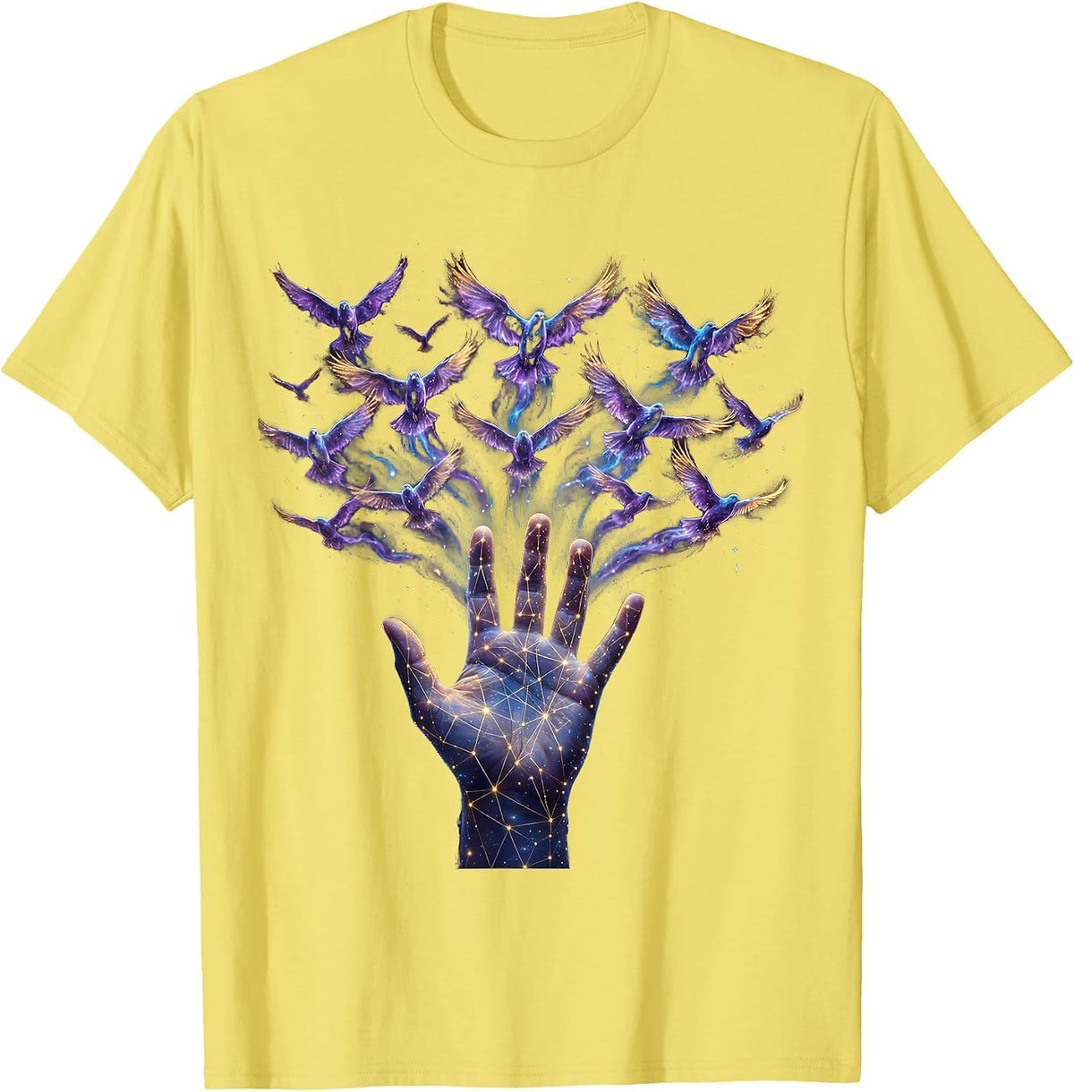 Men's Autism Awareness Colorful Birds Freedom Design T-Shirt - Lemon Yellow