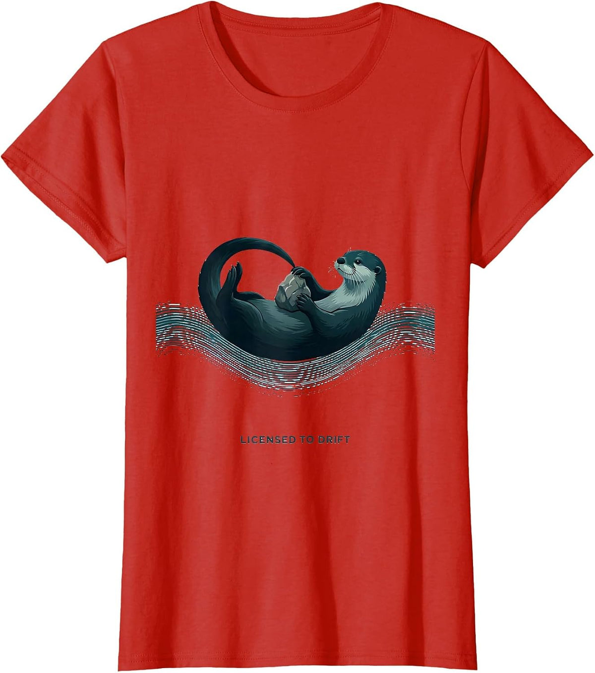 Licensed to Drift Funny Otter Lover Sea Animal Humor Gift T-Shirt - Red