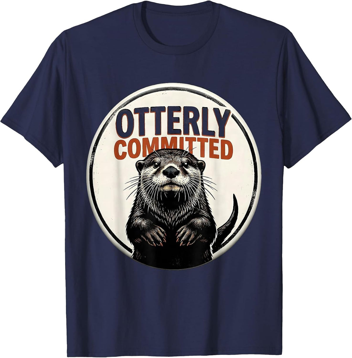 Otterly Committed Funny Otter Lover Gift For Kids Teens T-Shirt - Navy Blue