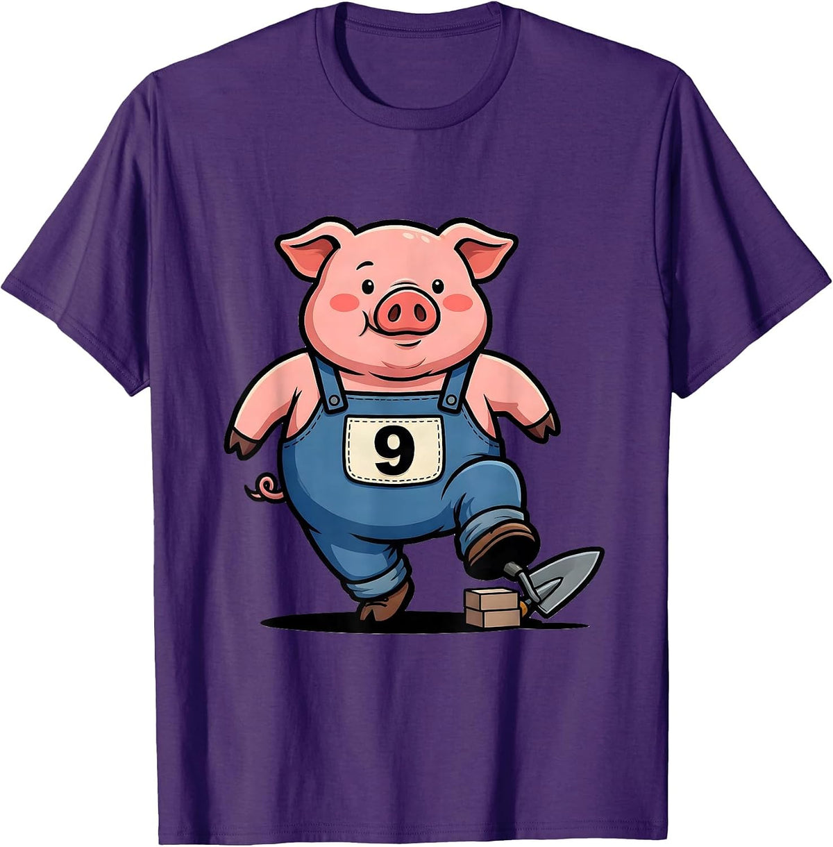 9 Cartoon Pig Lover Halloween Costume Humor T-Shirt - Purple