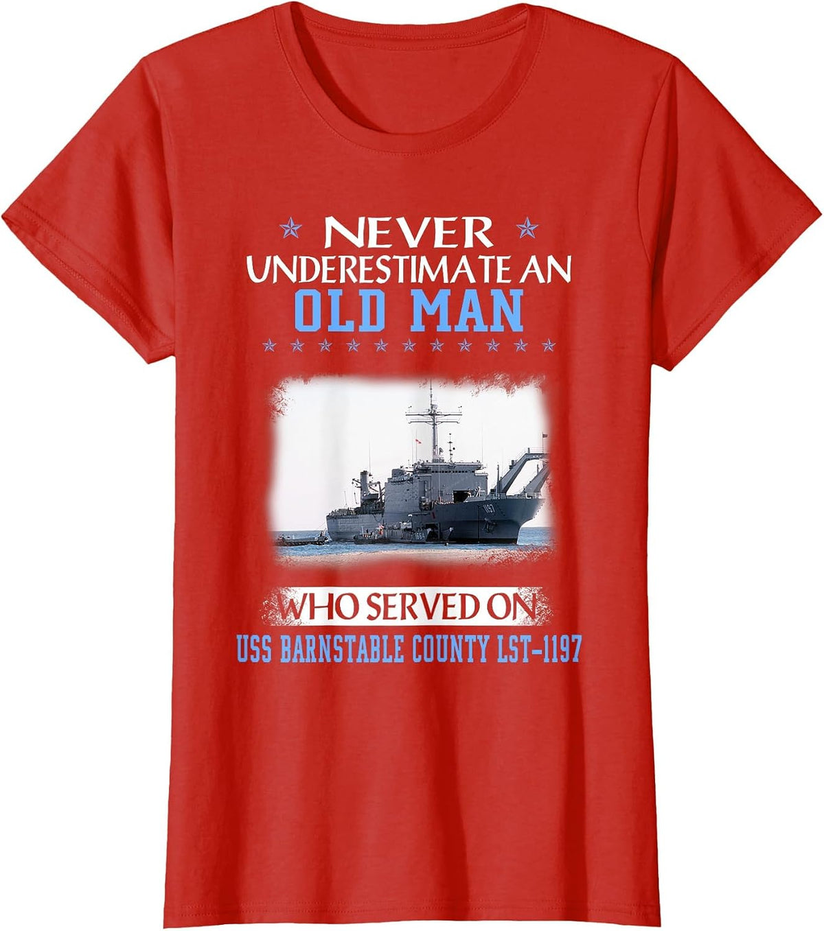 USS Barnstable County LST-1197 Veterans Day Father Day T-Shirt - Red