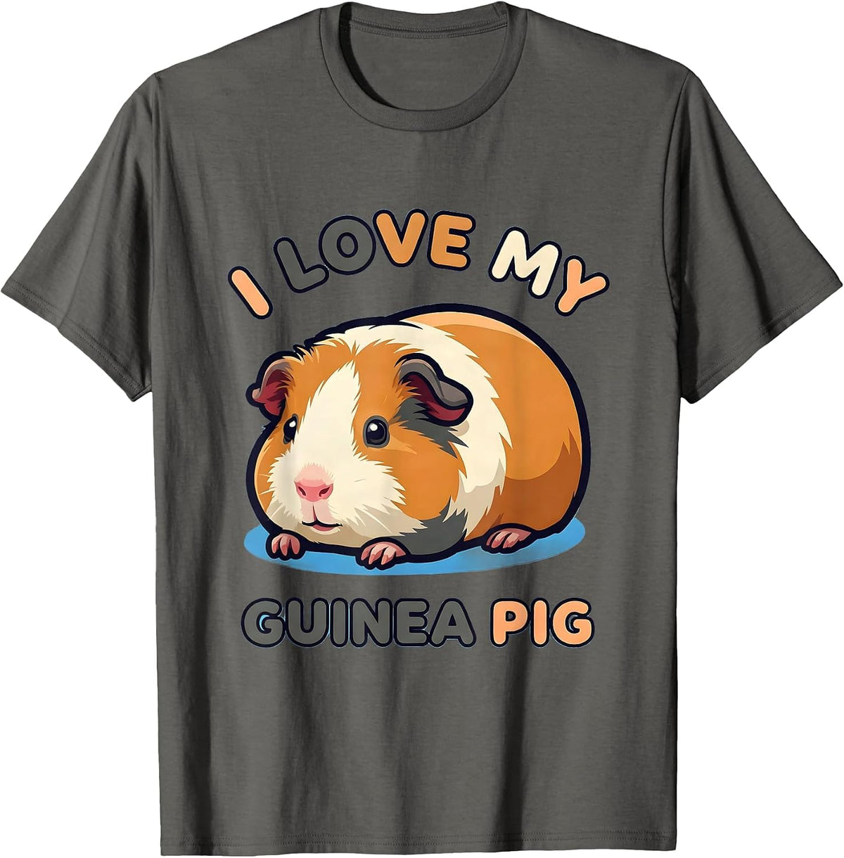 Men's I Love My Guinea Pig Cute Kawaii Pet Lover Gift T-Shirt - Asphalt Grey