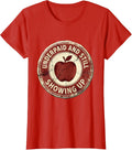 Women's Underpaid and Still Showing Up Worker Design T-Shirt - Red