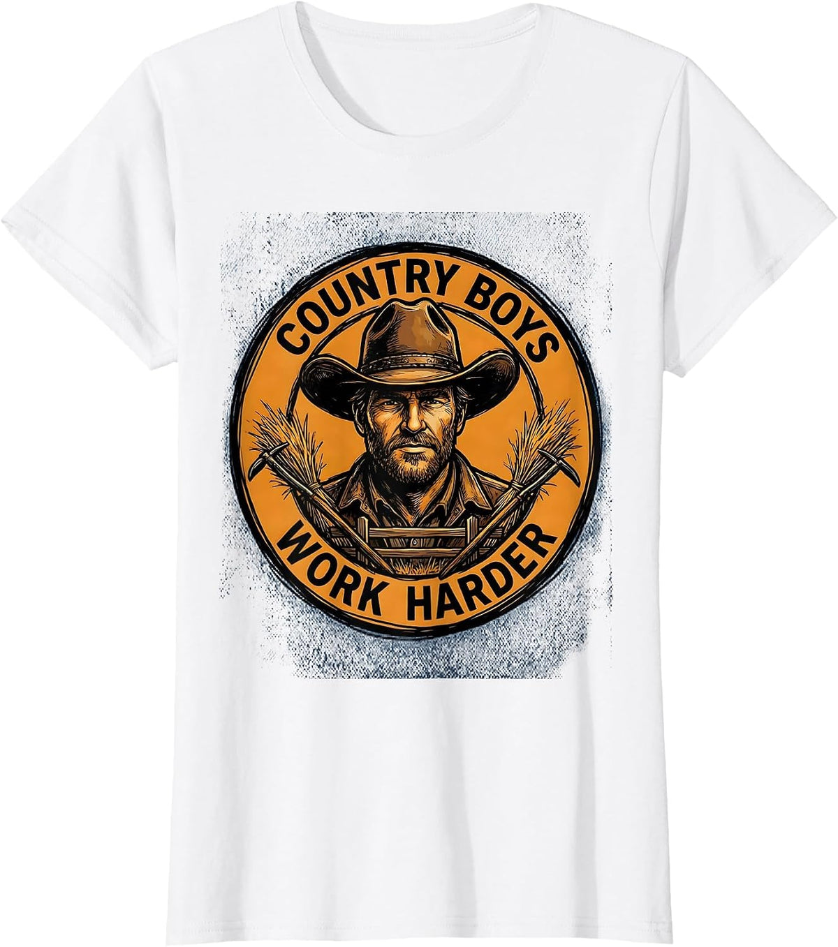 Country Boys Work Harder Rural Pride Design T-Shirt - White