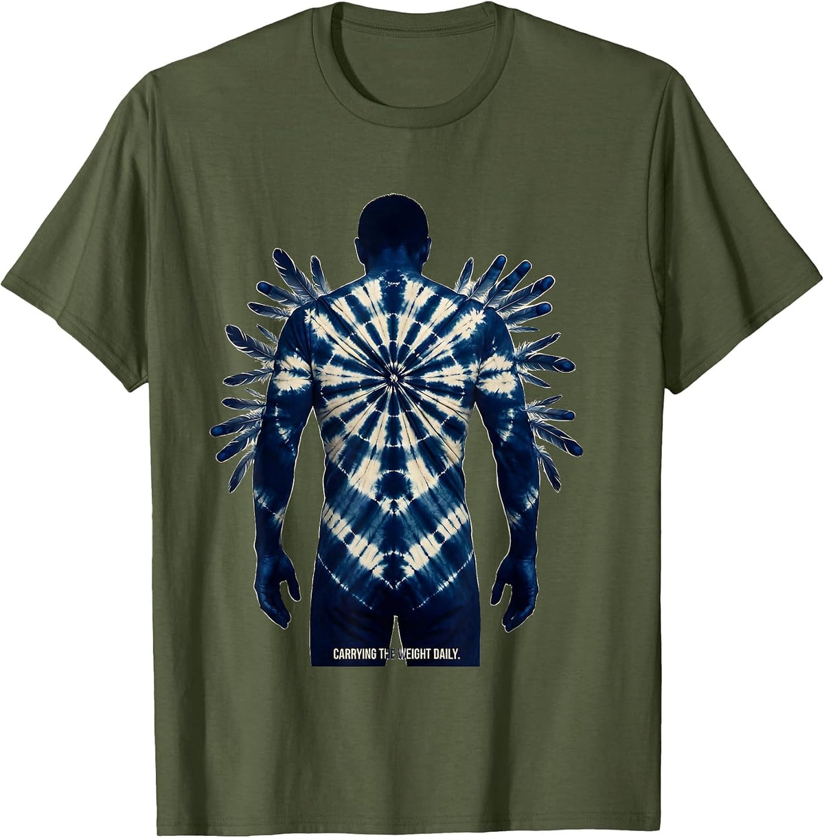 Carrying the Weight Daily Anxiety Awareness Design T-Shirt - Olive Green