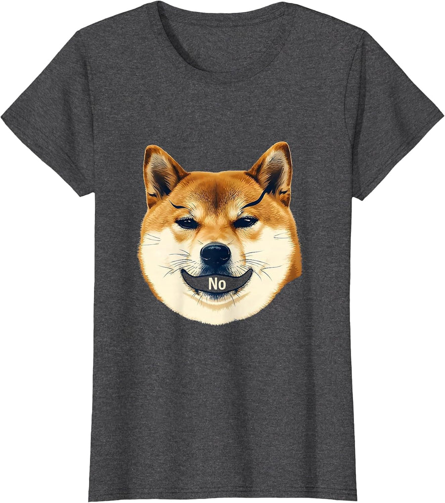 Women's No Funny Shiba Inu Doge Meme Internet Humor T-Shirt - Dark Heather Grey