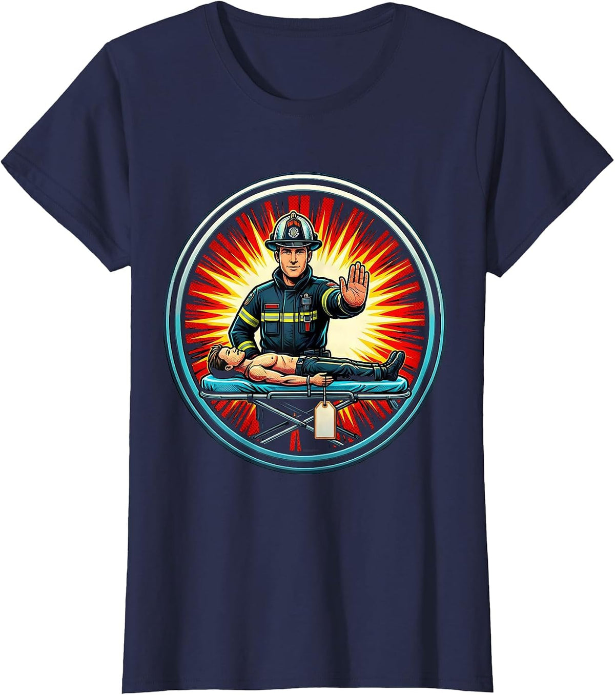 Women's Paramedic Training Mannequin Pop Art EMS Gift T-Shirt - Navy Blue