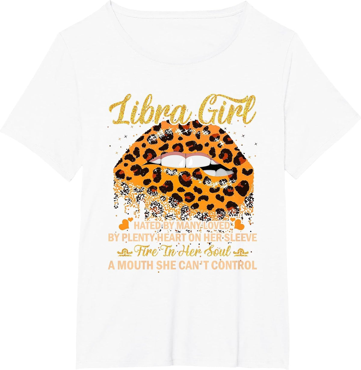 Libra Girl Birthday Leopard Sexy Lip Zodiac T-Shirt - White