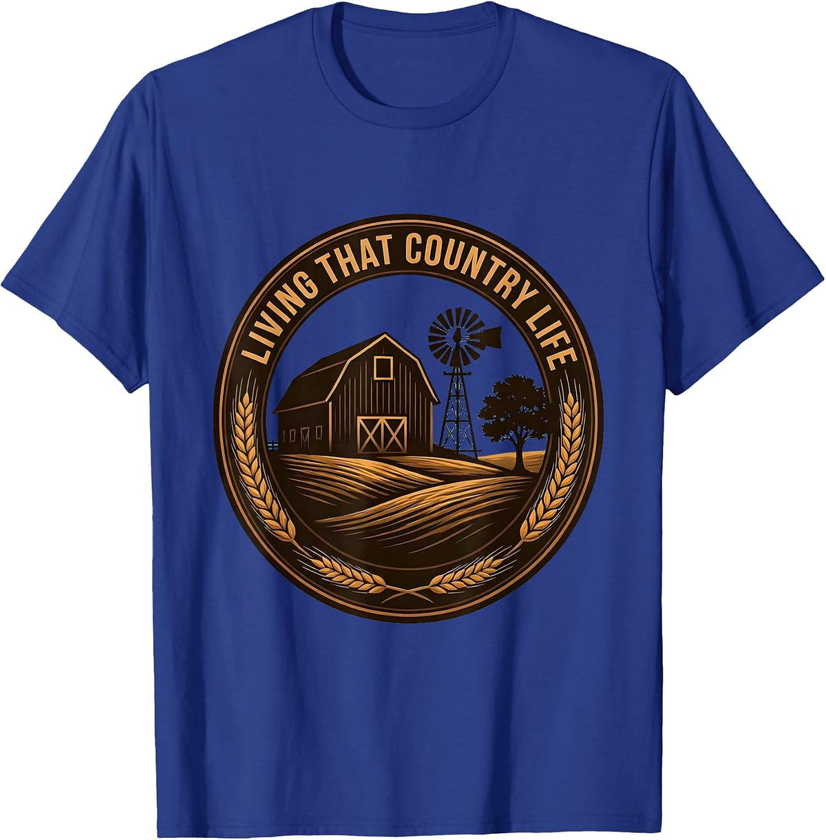 Men's Living That Country Life Rustic Design T-Shirt - Royal Blue