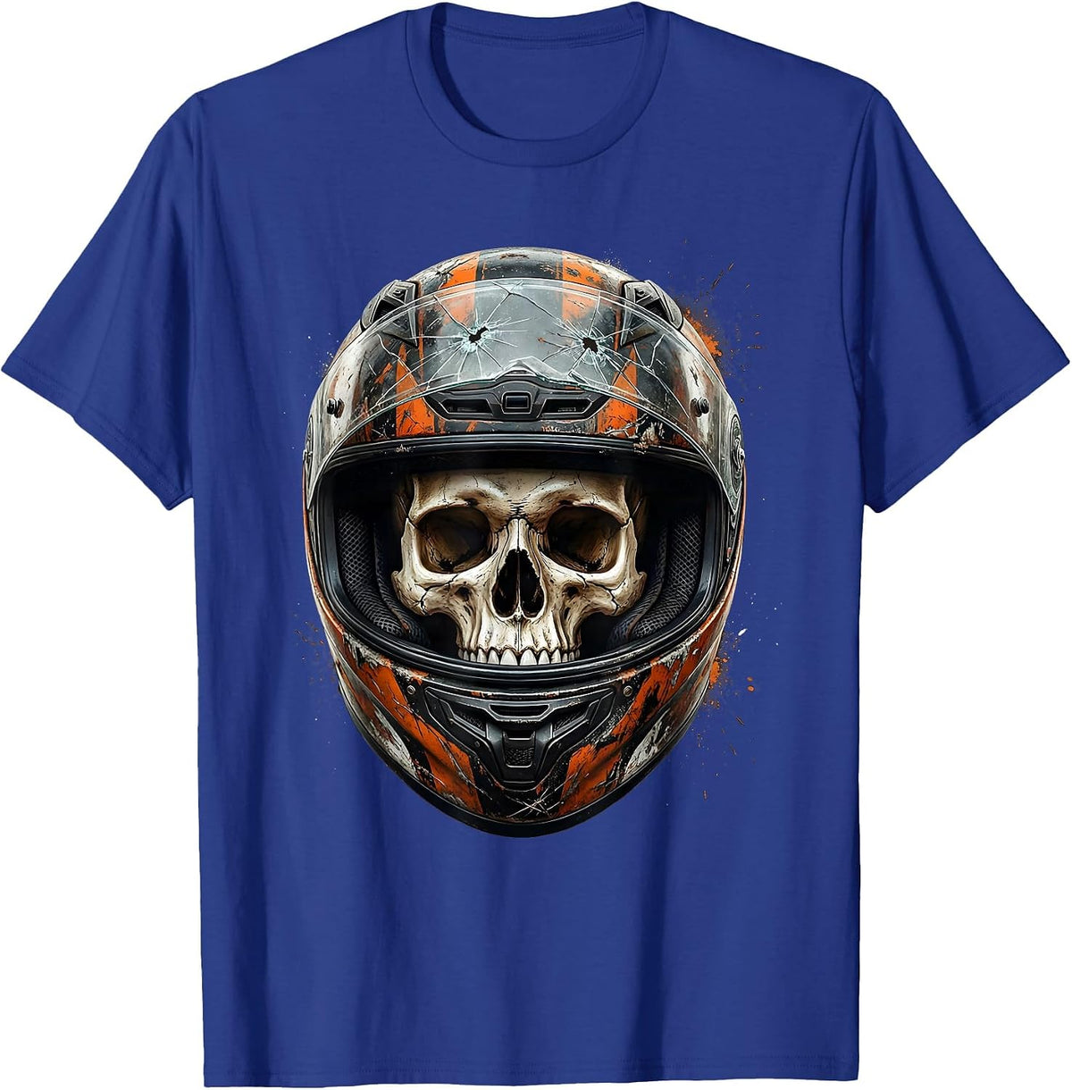 Men's Skull Full-Face Motorcycle Helmet Graphic T-Shirt - Royal Blue
