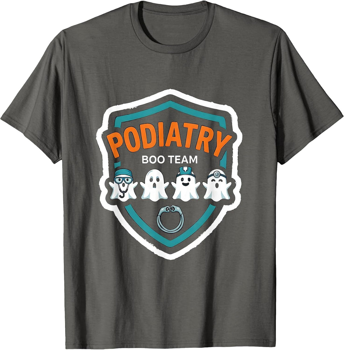 Men's Podiatry Boo Team Funny Ghost Healthcare Worker Halloween T-Shirt - Asphalt Grey