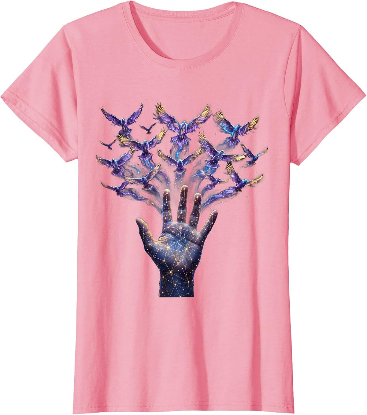 Women's Autism Awareness Colorful Birds Freedom Design T-Shirt - Pink
