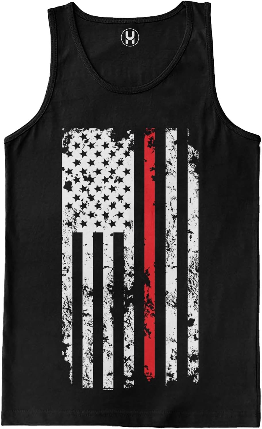 Red Line American Flag - Firefighter Support Men's Tank Top - Black