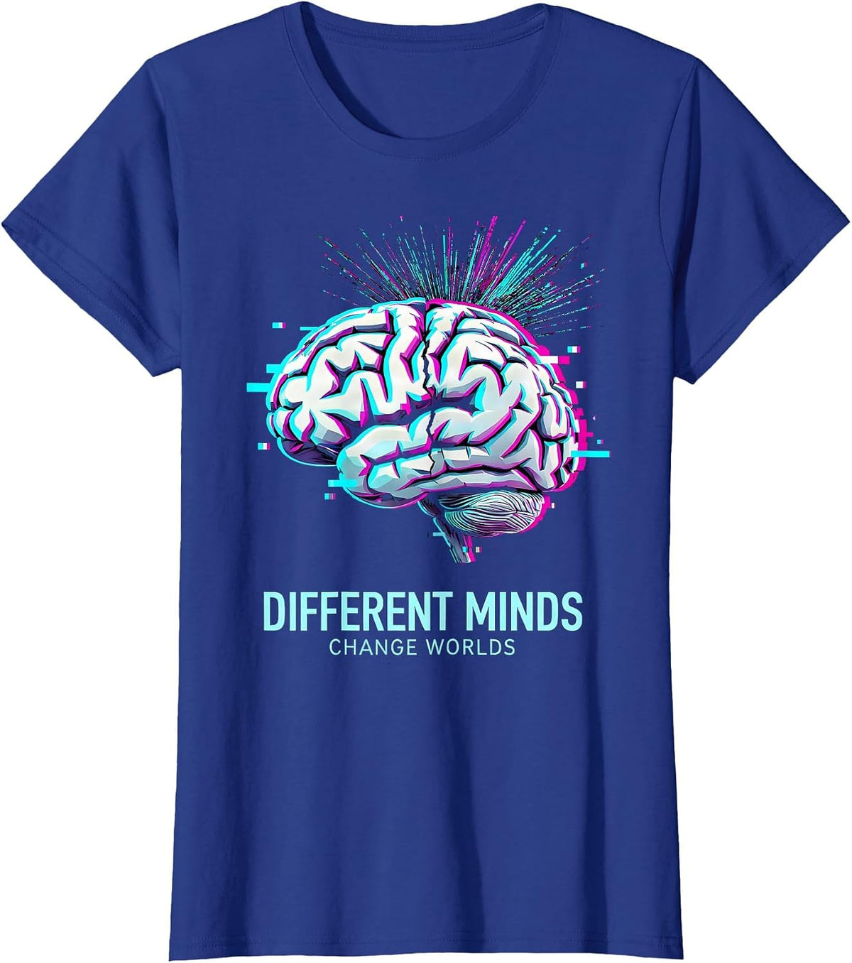 Women's Different Minds Change Worlds Autism Awareness T-Shirt - Royal Blue