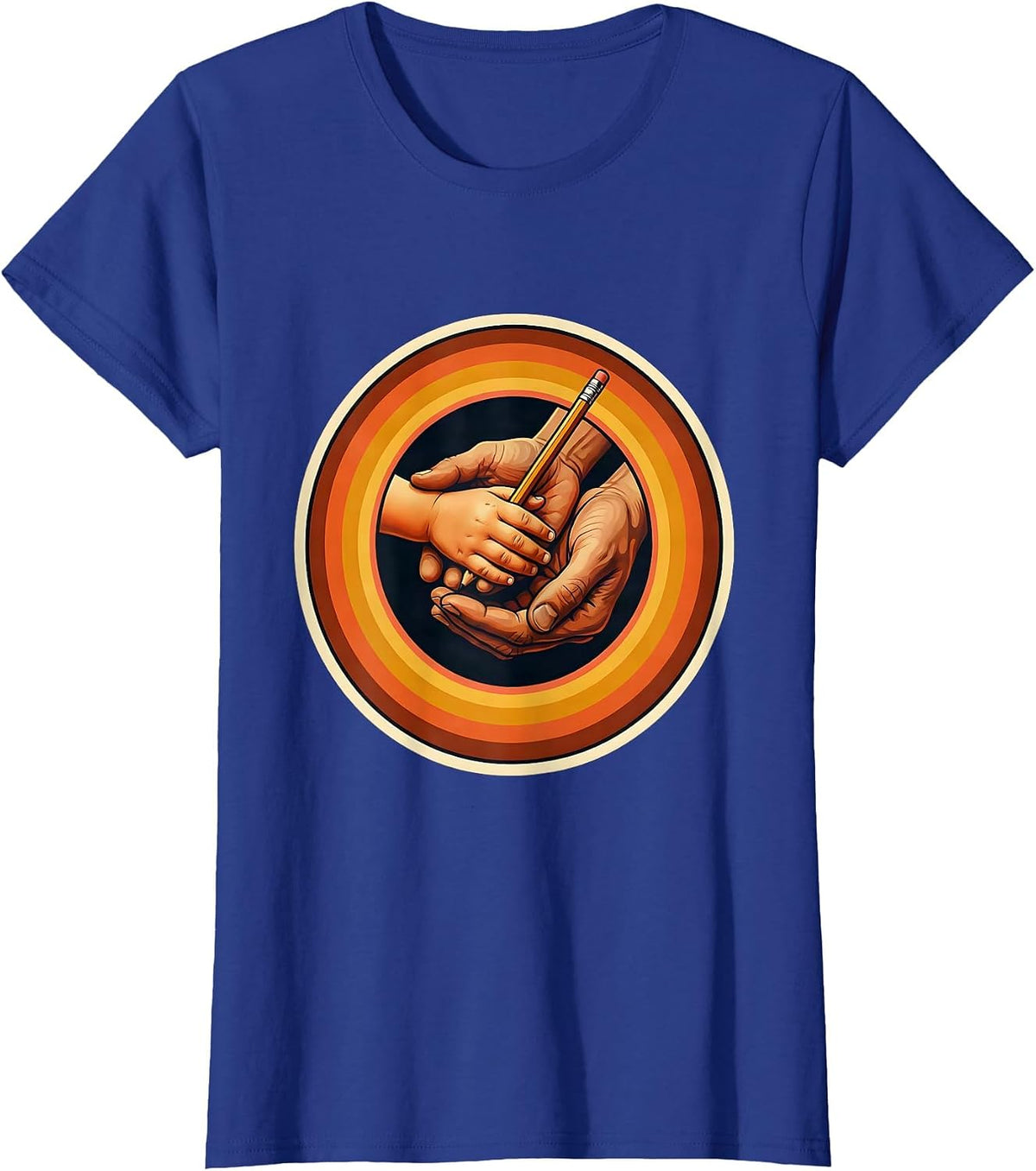Women's Sped Teacher Guiding Hands Learning Illustration T-Shirt - Royal Blue