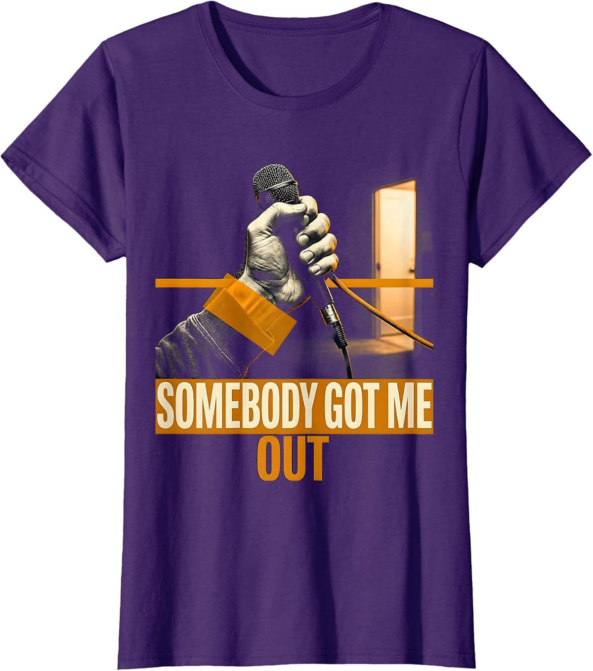 Women's Somebody Got Me Out Emergency Dispatcher Thin Yellow Line T-Shirt - Purple