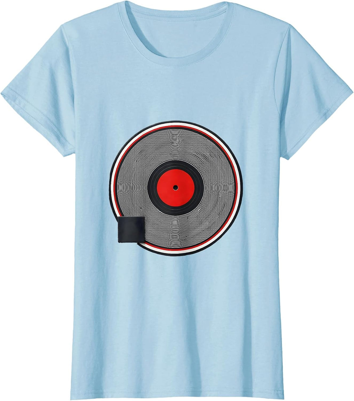 Sealed Vinyl Record Turntable Badge Retro Music Lover T-Shirt - Baby Blue