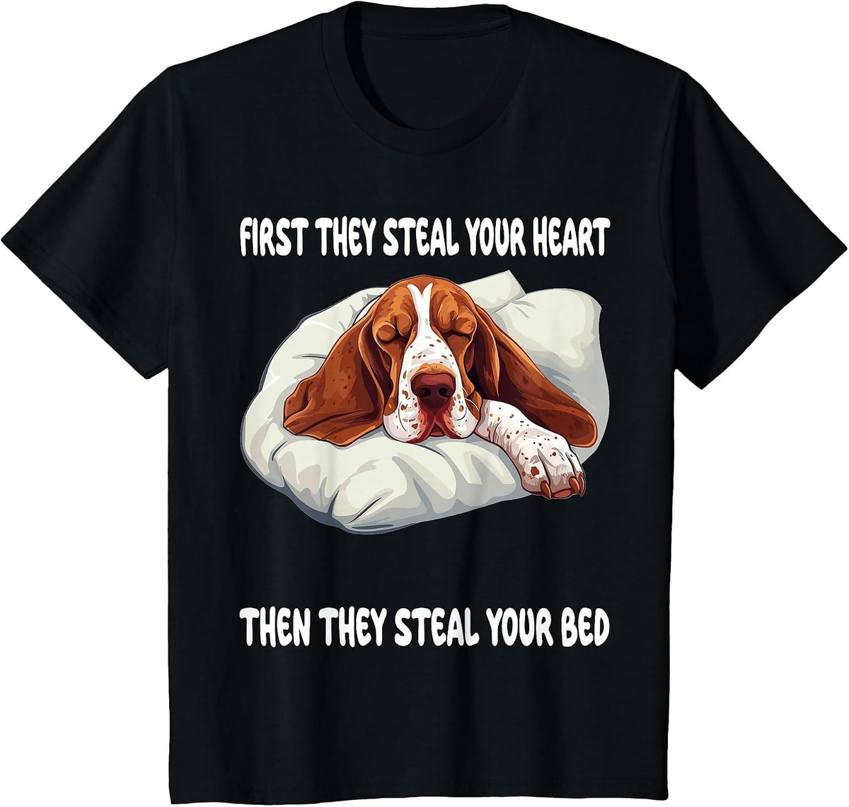 Basset Hound Sleeping Pajamas Nightgown T-Shirt - Black