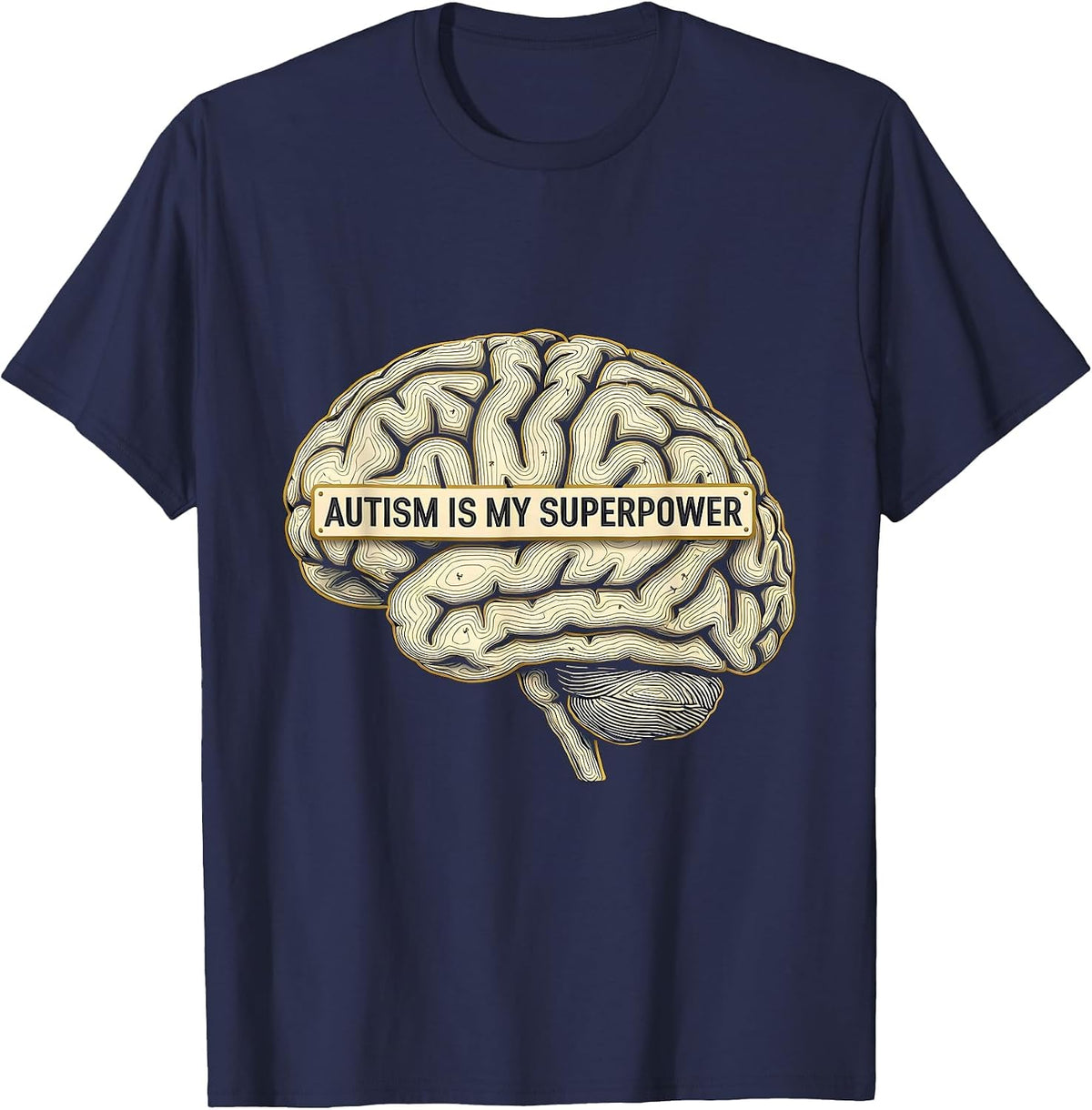 Autism Is My Superpower Awareness Design T-Shirt - Navy Blue