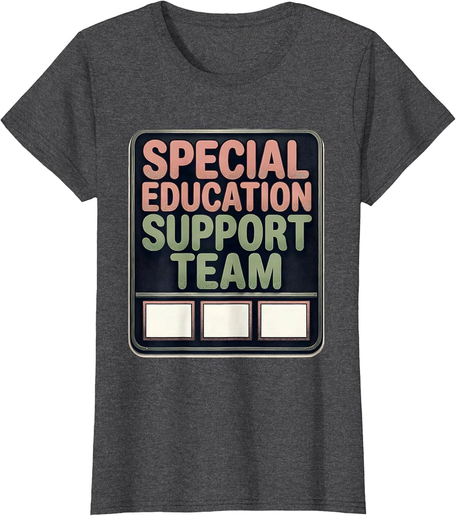 Women's Special Education Support Team Funny SPED Teacher T-Shirt - Dark Heather Grey