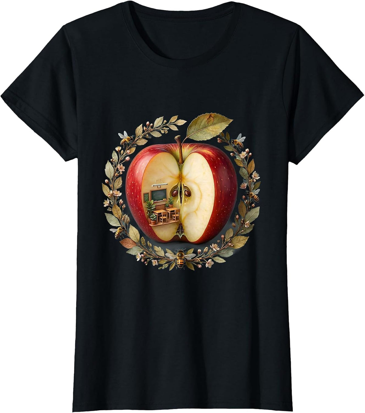 Special Education Teacher Apple Classroom Design T-Shirt - Black
