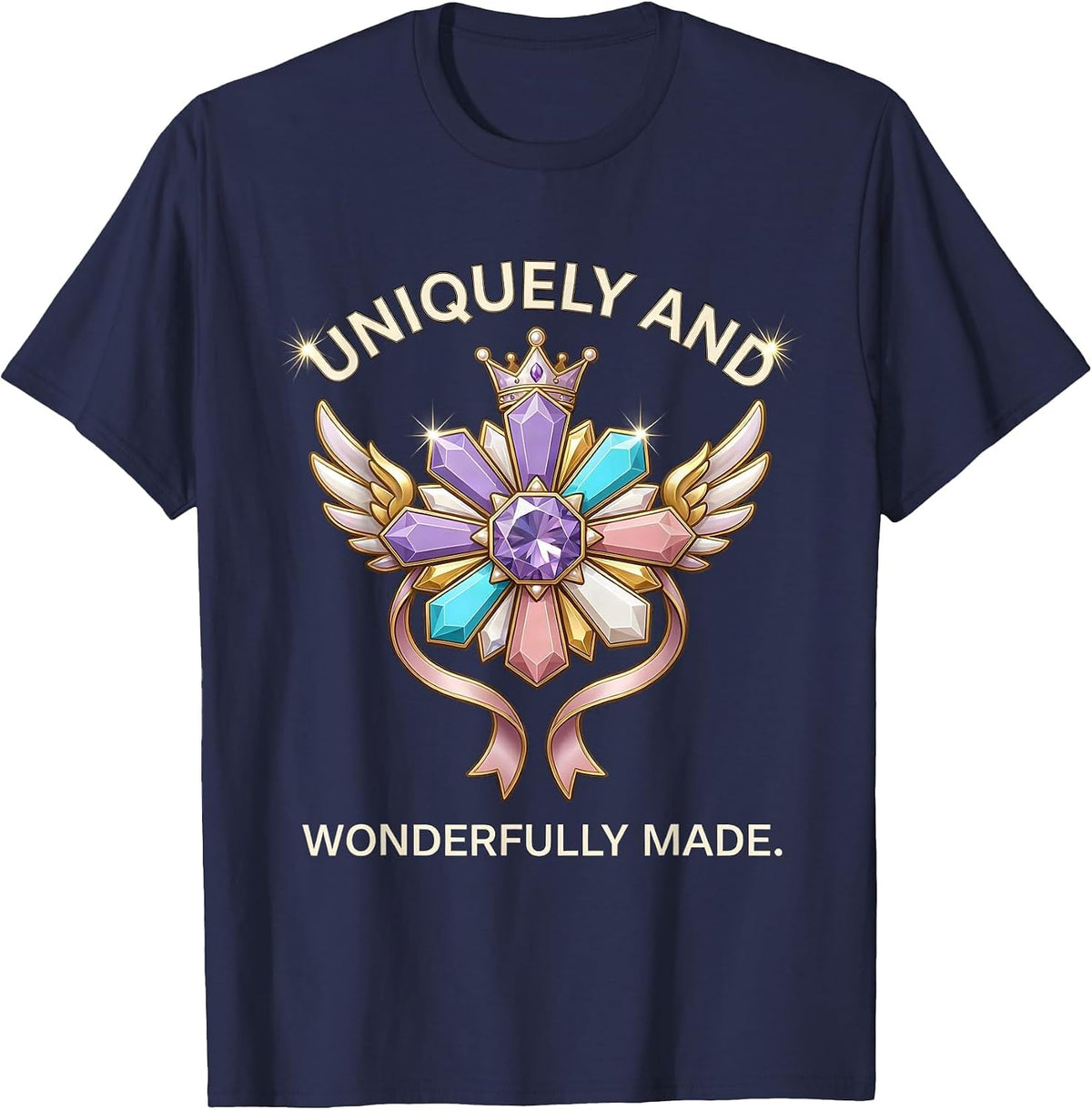 Uniquely and Wonderfully Made Autism Awareness T-Shirt - Navy Blue
