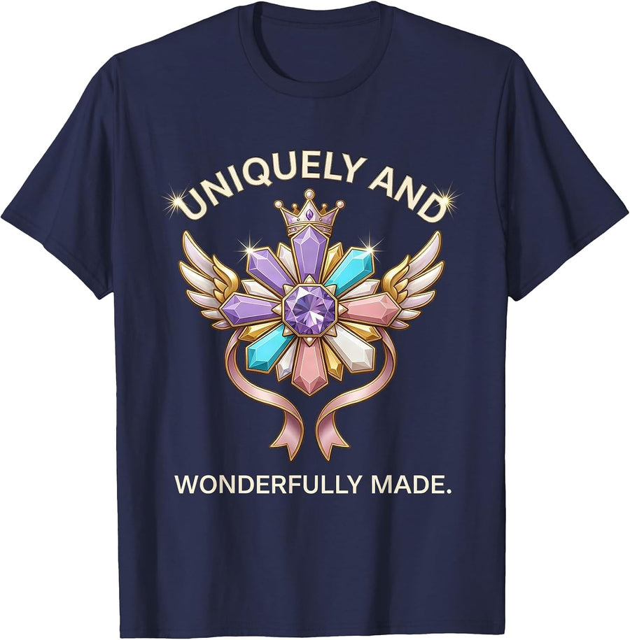 Uniquely and Wonderfully Made Autism Awareness T-Shirt - Navy Blue