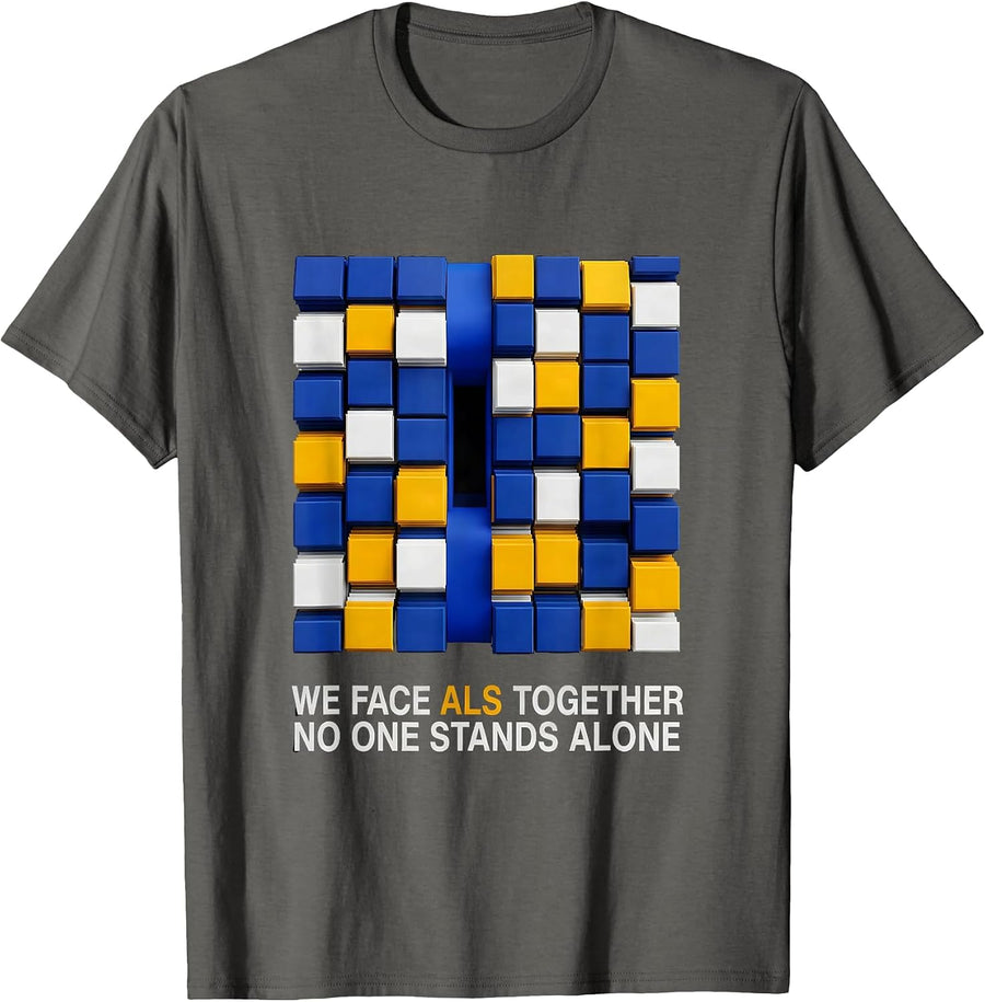 We Face ALS Together, No One Stands Alone Family Support T-Shirt - Asphalt Grey