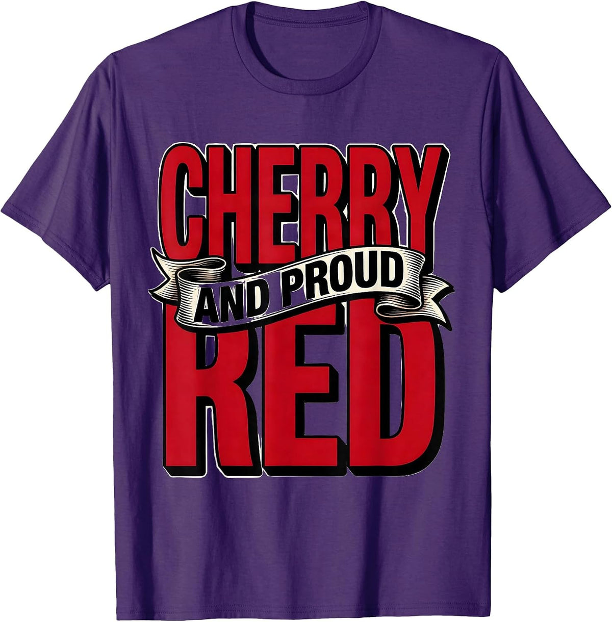 Men's Cherry Red and Proud Bold Graphic Design T-Shirt - Purple