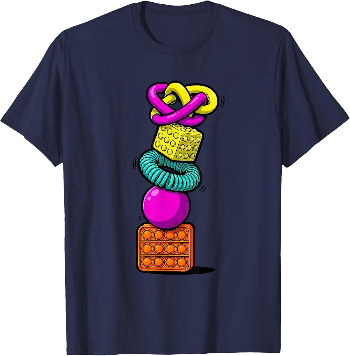Men's Special Education Teacher Sensory Fidget Tools Graphic T-Shirt - Navy Blue