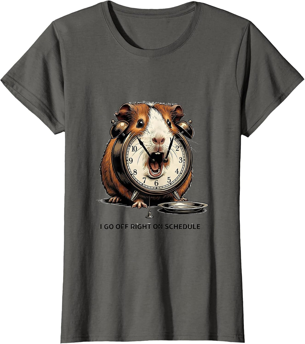 Women's I Go Off Right On Schedule Funny Guinea Pig Cavy Lover Gift T-Shirt - Asphalt Grey