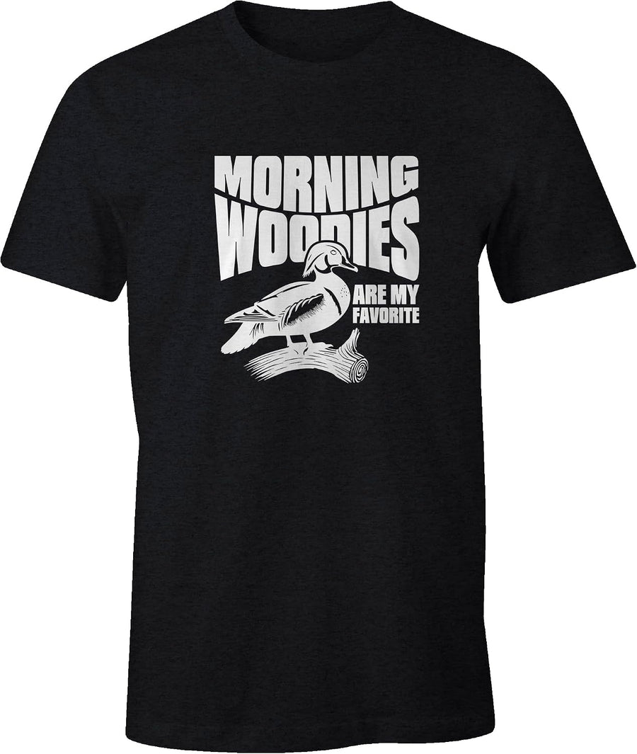 Ink Trendz Morning Woodies are My Favorite T-Shirt | Wood Duck Hunting Tee |Gift for Dad from Daughter Son Mens T Shirt | -
