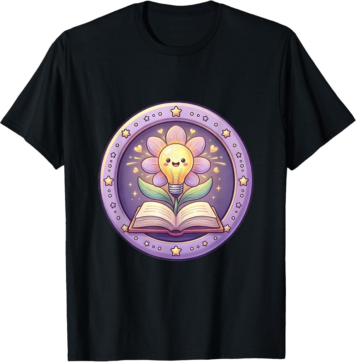 Men's Sped Teacher Lightbulb Blooming From Book T-Shirt - Black
