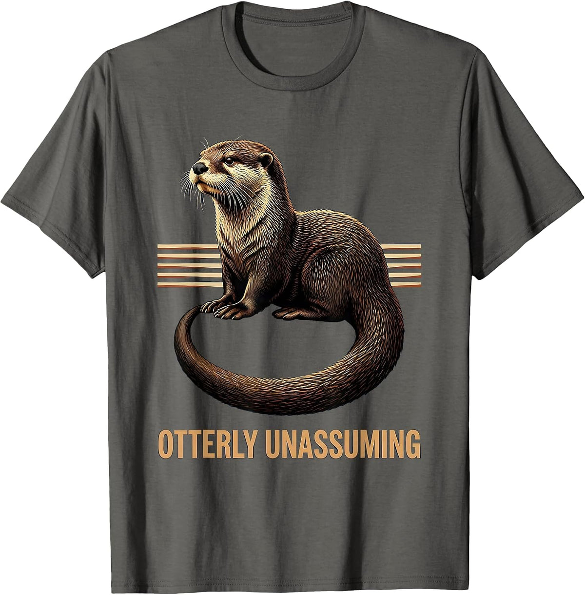 Otterly Unassuming Funny Otter Lover Gifts For Kids Teens T-Shirt - Asphalt Grey